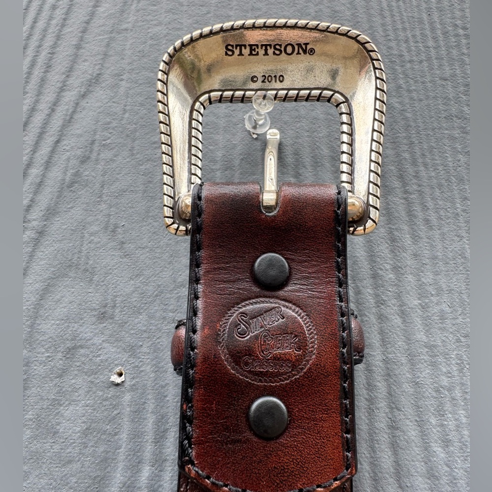 Stetson Silver Creek Classics Brown Leather Vintage  Cowboy Belt Size 36 - Picture 4 of 13